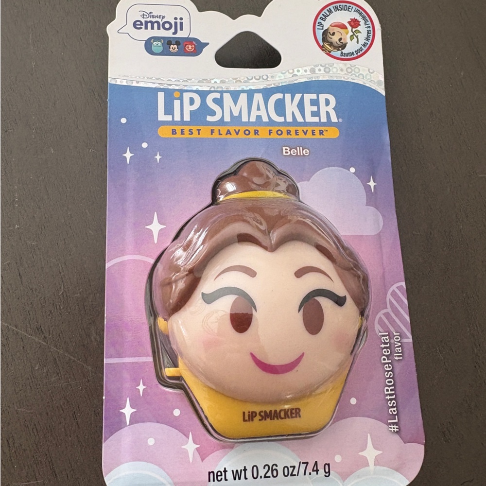 New- Lip Smacker Disney Belle Emoji Lip Balm, Last Rose Petal Flavor